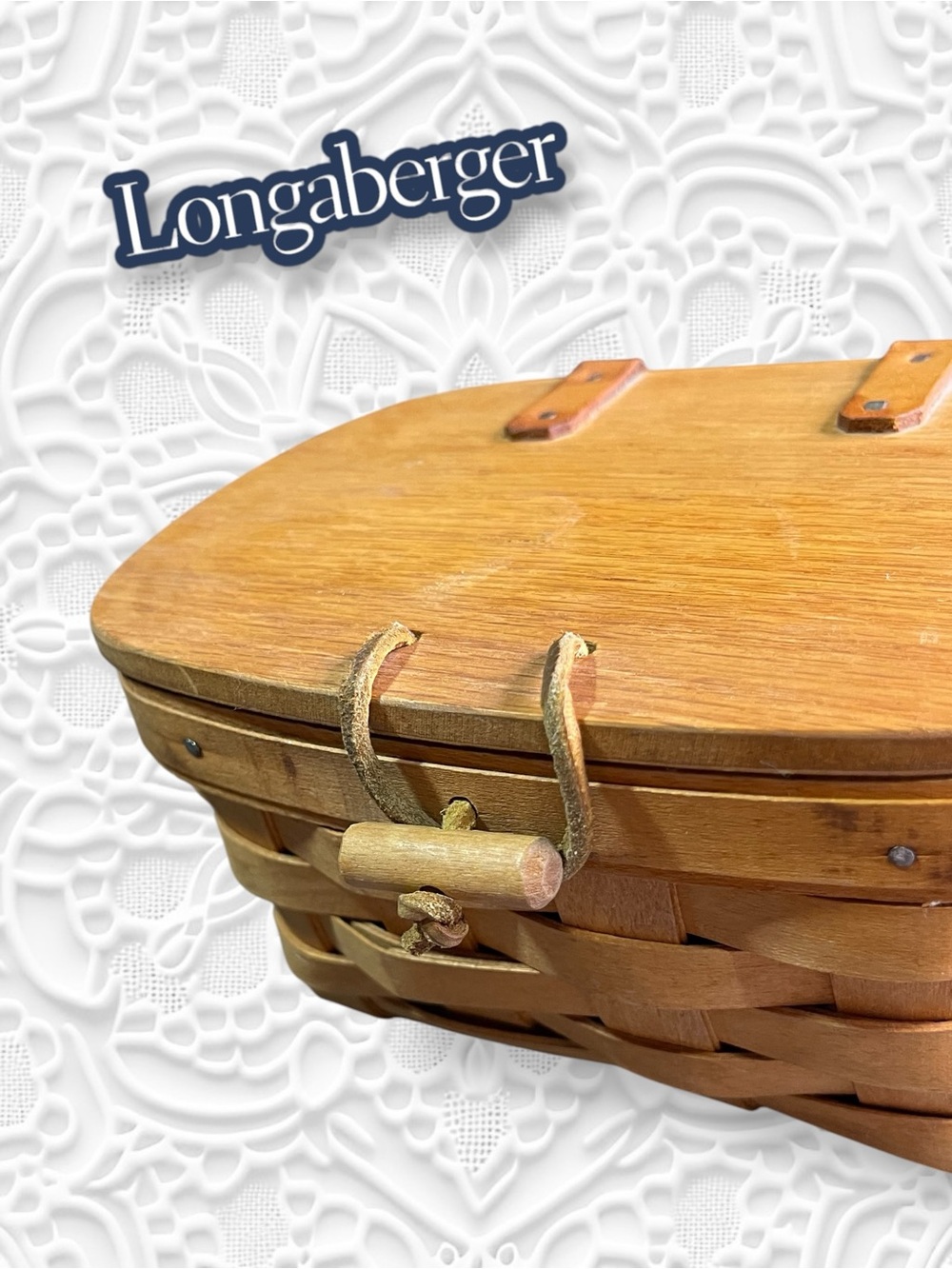 Vintage 1995 Longaberger Kiddie Basket Purse, Swing Handle & Leather Hinges - Picture 5 of 14